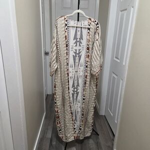 Beige and Brown Patterned Kimono 100% Viscose